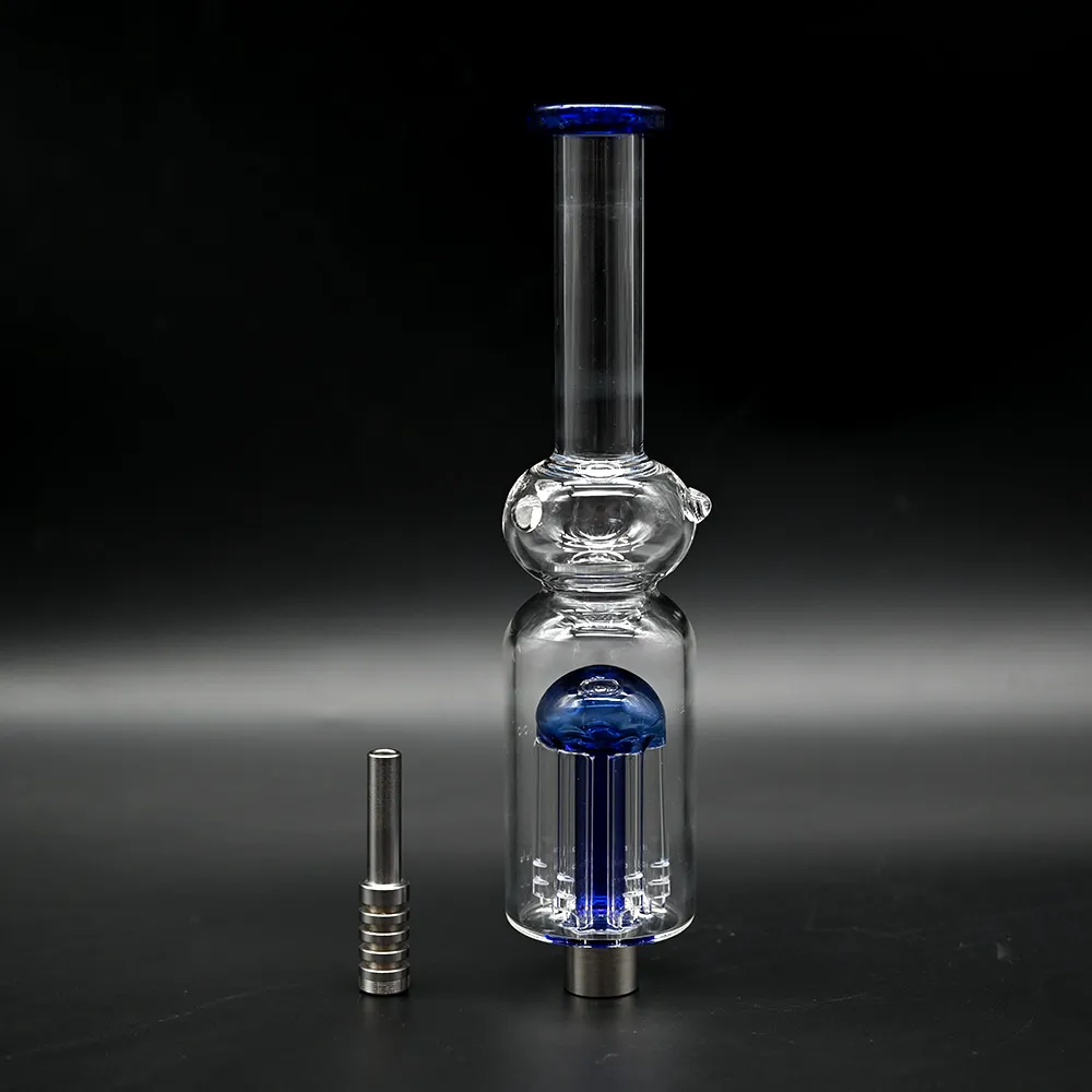 1 st, 10 inch, borosilicaatglas bong met één percolator, glazen pijpen, glazen waterpijp, glazen waterpijp, nectarcollector glas kleurrijke NC-kit, rookaccessoires