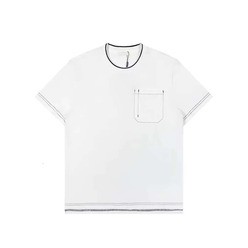 男性用の最新のプレミアムTシャツ2024夏のポケットY2Kカジュアルデザイン-Neck White Black TopsシャツサイズS -XL FZ2403053