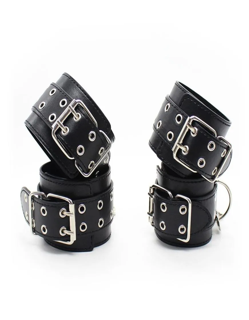 Fetisch Bondags Restraints Kit Black Pu Leather Hand S Ankle S BDSM Sex Products Toys For Par Hands Ankles Y181024051633807