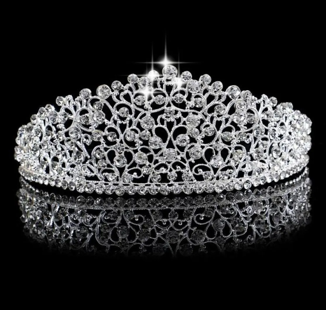 Luksusowa korona ślubna błyszcząca kryształy kryształów dhinestone Roayal Wedding Crowns Crystal Hair Akcesoria urodzinowe Tiaras Quinceaner 7449853
