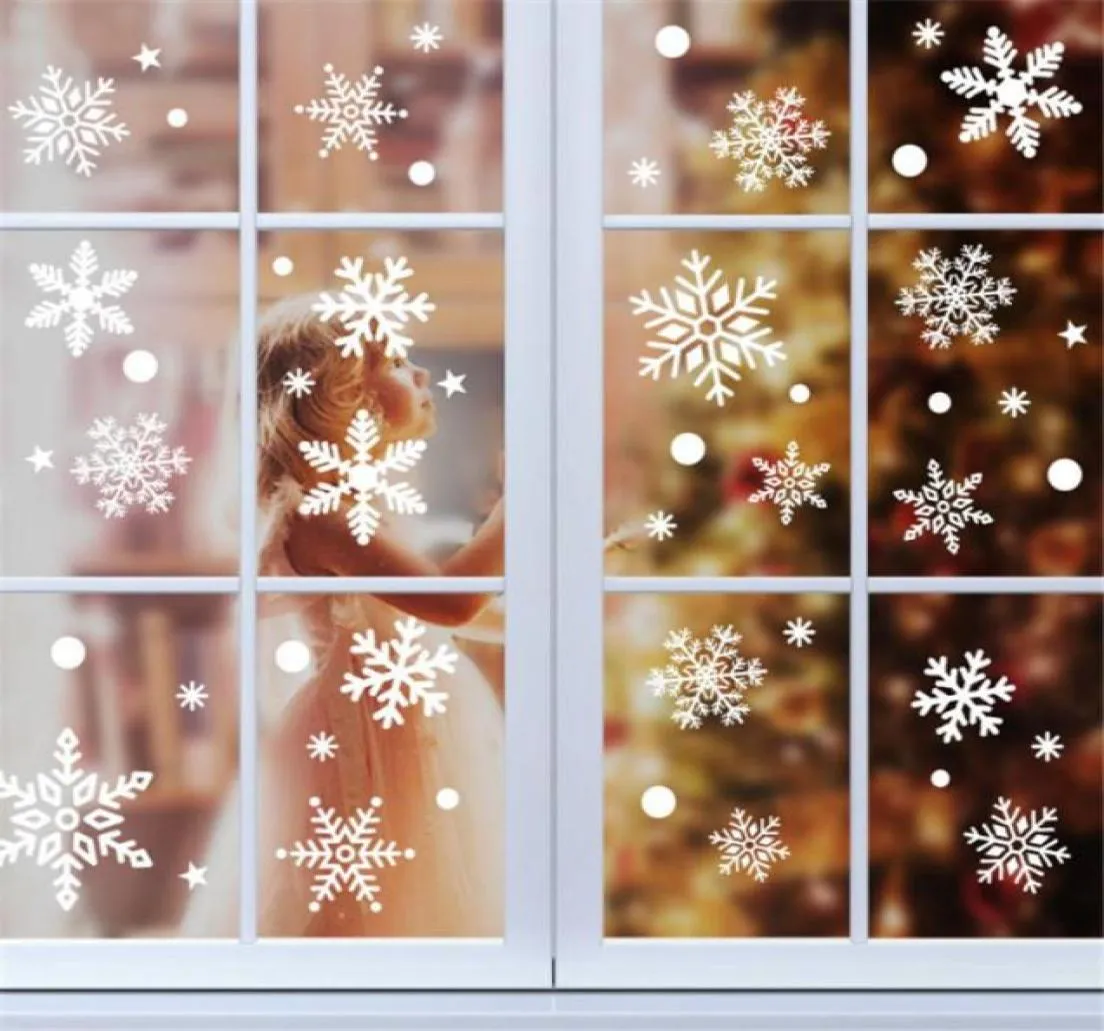 36 Stück weiße Schneeflocken-Weihnachtswandaufkleber, Glasfensteraufkleber, Weihnachtsdekorationen für Zuhause, Neujahr, Navidad 2020, Noel7284524
