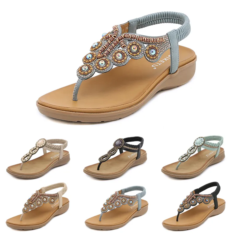 Bohemian Sandals Women Kaptaki klin gladiator sandałowy damski elastyczne buty plażowe buty sznurki kolor 54 gai