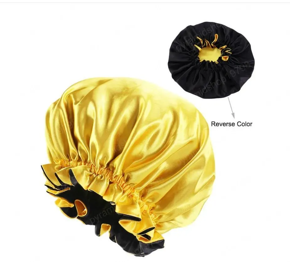 Extra Large Reversible Satin Sleep Cap for Women - Adjustable Double-Layer Silky Hair Bonnet