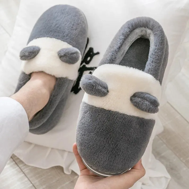 Slippers WTEMPO Cute Animals Winter Toast Women Warm Plush Indoor Home Non-Slip Thick Sole Furry Shoes For Couples