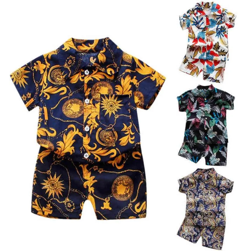 Baby Boys Floral Printed Clothes Set Summer Short Sleeve Shirt TopPants 2Pcs Gentelman 1 2 3 4 5 Year Kids Holiday Beach Outfit 26784570