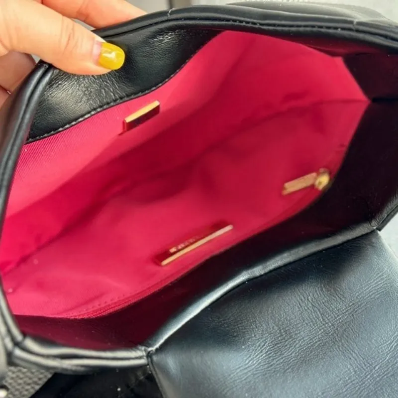 Bolsa xadrez clássica feminina de pele de carneiro, bolsa de ombro para jantar, corrente de metal em dois tons, bloqueio de hardware dourado, presente vip