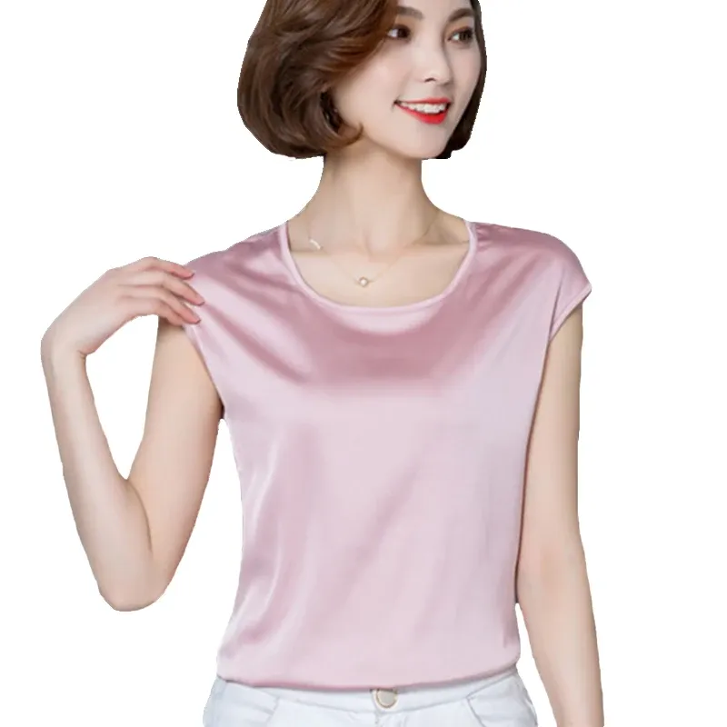 Shirts Women Satin Blouse 2019 Summer Ladies Pink Tops Womens Shirts Blouses Plus Size M4xl Batting Sleeve Clothes Blusas Femininas