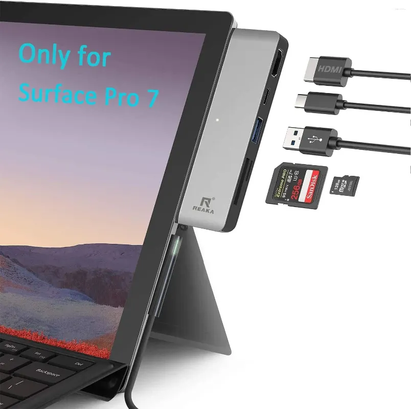 Surface Pro 7 USB C Hub 5-in-2 Adapter Docking Docking z 4K HDMI 60W PD Ładowanie 3.0 SD/TF