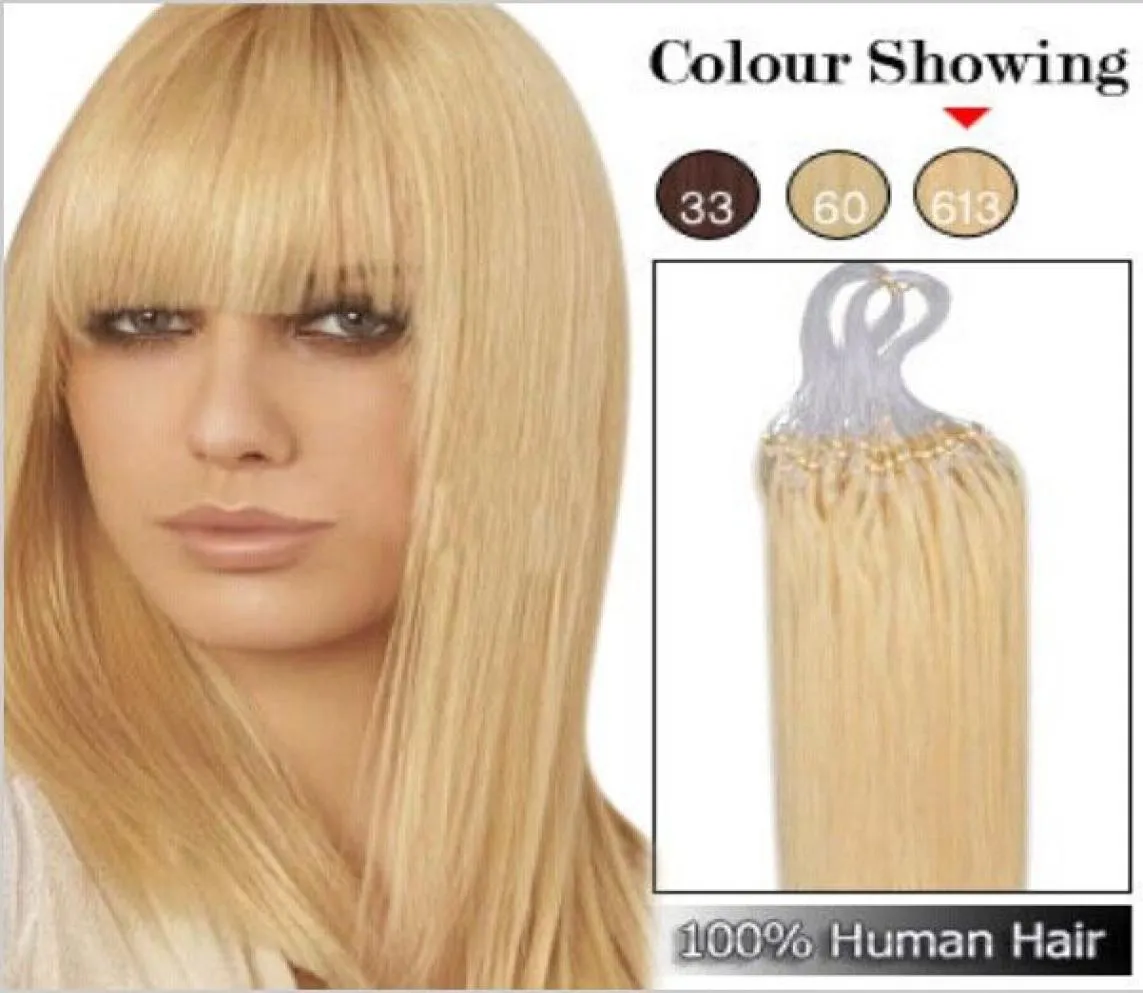 Peruano 613 Micro Loop Extensões de Cabelo Humano Virgem Remy Cabelo Humano 1GS 100 Fios 100 Cabelo Humano Puro4904350