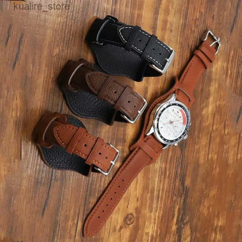 Cinturini per orologi Crazy Horse cinturino in pelle Bund 18mm 19mm 20mm 21mm 22mm cinturino in pelle cinturino da polso da uomo accessori per Panerai L240307