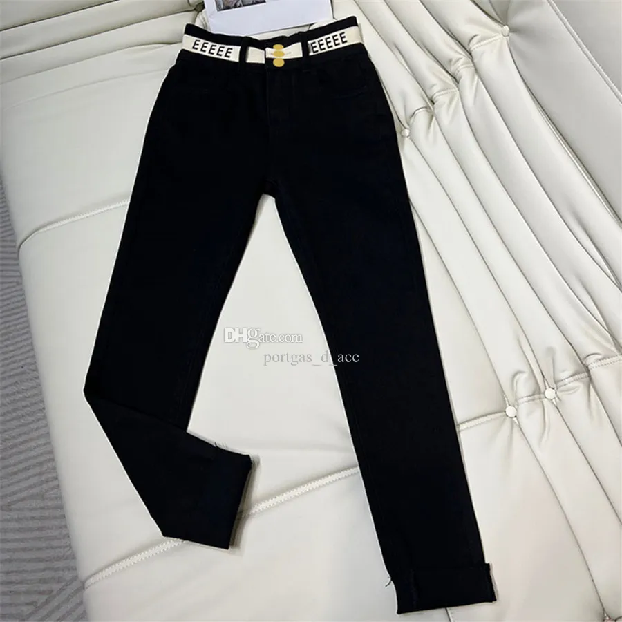 Pantalon de marque noir pour femmes, pantalon serré en sangle avec lettres, pantalon crayon de luxe de styliste