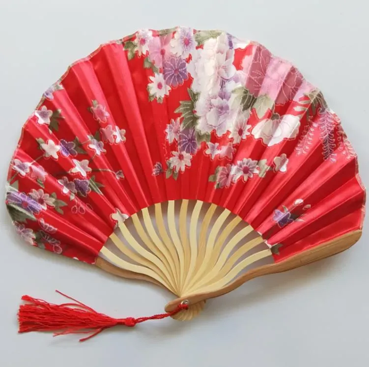 Chinese Japanese Style Hand Held Fans Personalized Pattern Silk Printed Bamboo Folding Fans Handheld Wedding Hand Fan SN4160