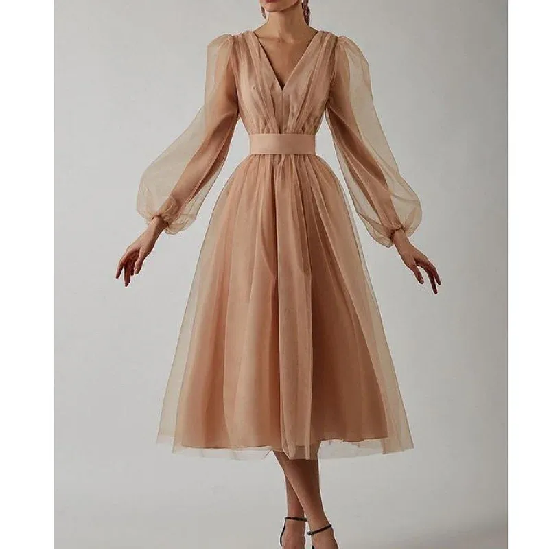 Patchwork Mesh Hit Dresses For Women Round Neck Sleeveless High Waist Ball Gown Dress Female Summer