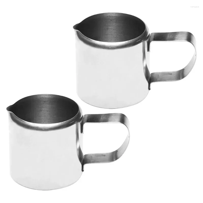 Ensembles de vaisselle 2 pièces Mini pichet à lait petit pot vinaigrette distributeur de sauce outil de préparation de café fournitures d'espresso en acier inoxydable