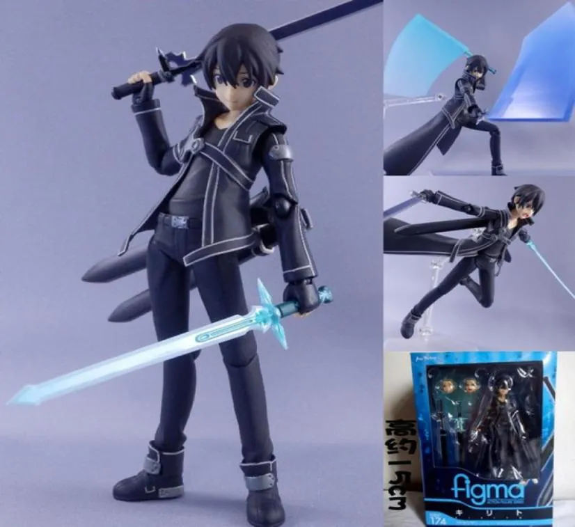 Figma 174 Sword Art Online SAO Kirito Японское аниме Фигурки Модель игрушки Подарки на день рождения Продажа Q06216422817