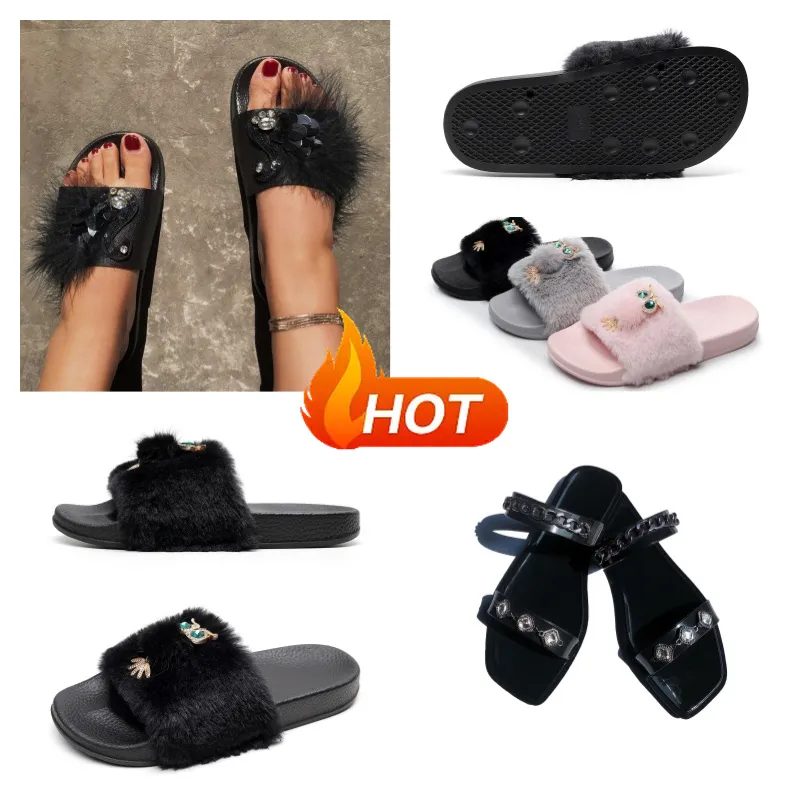 2024 Designerskie Sandały Kapcie kobiety Męki Flip Luksusowe skórzane sukienki Buty Big Head Black Orange Soot Outdoor Slide Gai Summer Slipper