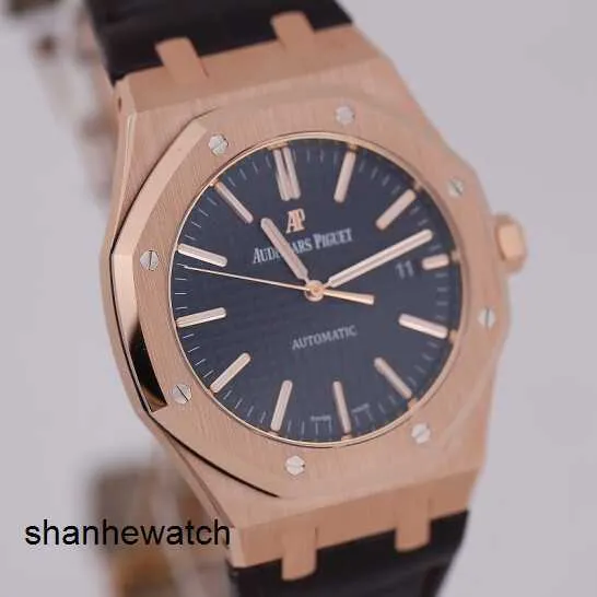 Klasyczny zegarek na nadgarstek Taktyczny nadgarstka Ap Royal Oak 15400 lub męska zegarek Rose Gold Black Face Automatyczne mechaniczne szwajcarskie słynne sukienki biznesowe