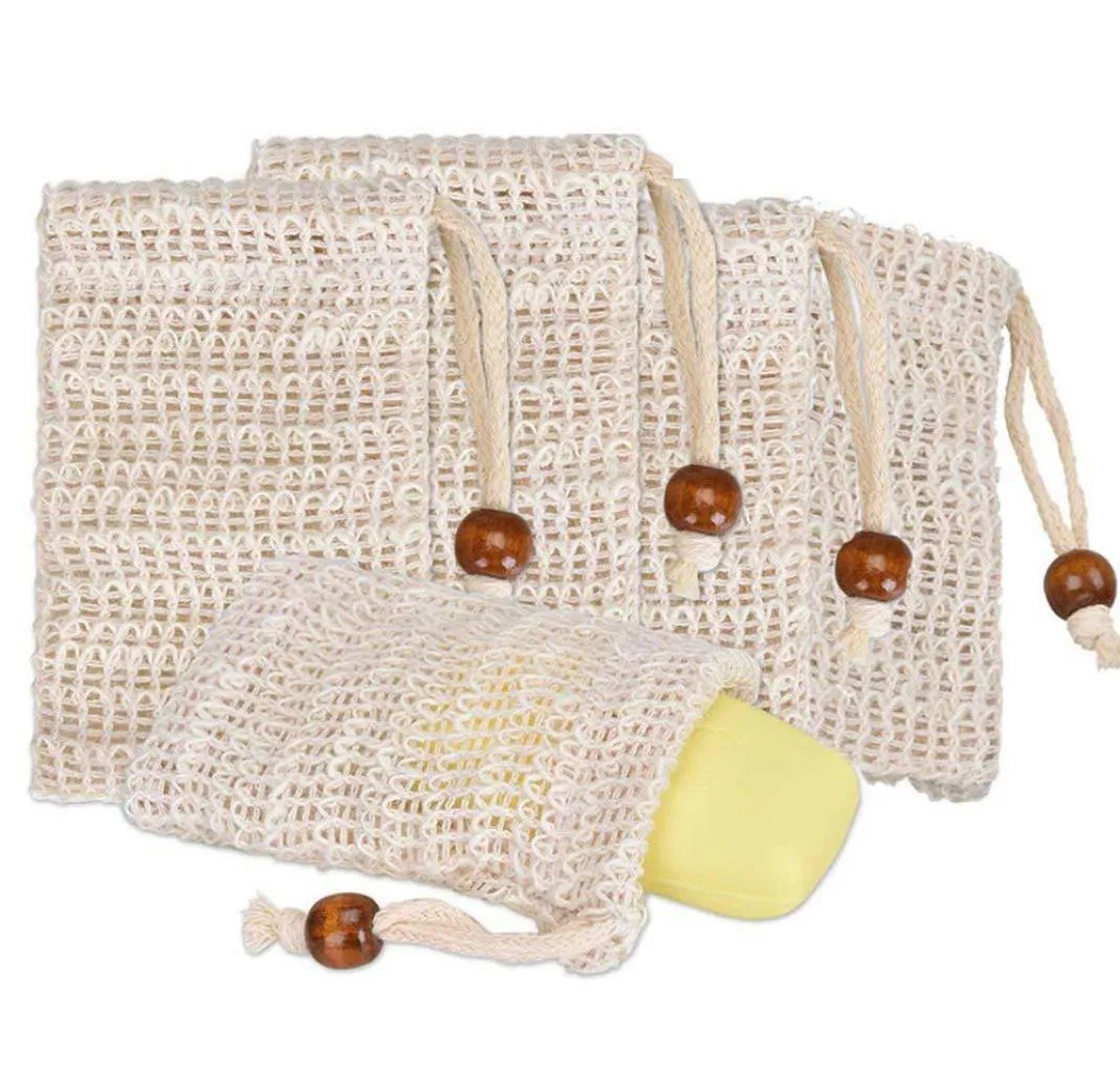 Soap Bag Mesh Pouch EXFOLIATION för badrum Bomull Linne tvål Saver lämplig för badskummande tvålsparväska 9145cm CCA12328 11506298