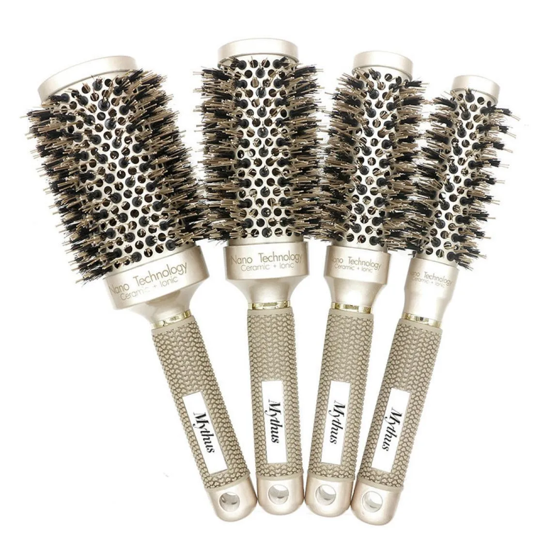 Mythus Professional Nano Technology Ceramic Ionic Hair Round Brush Boar Bristle Antistatic Heat Resistant Hair Curling Brushes 2201250648