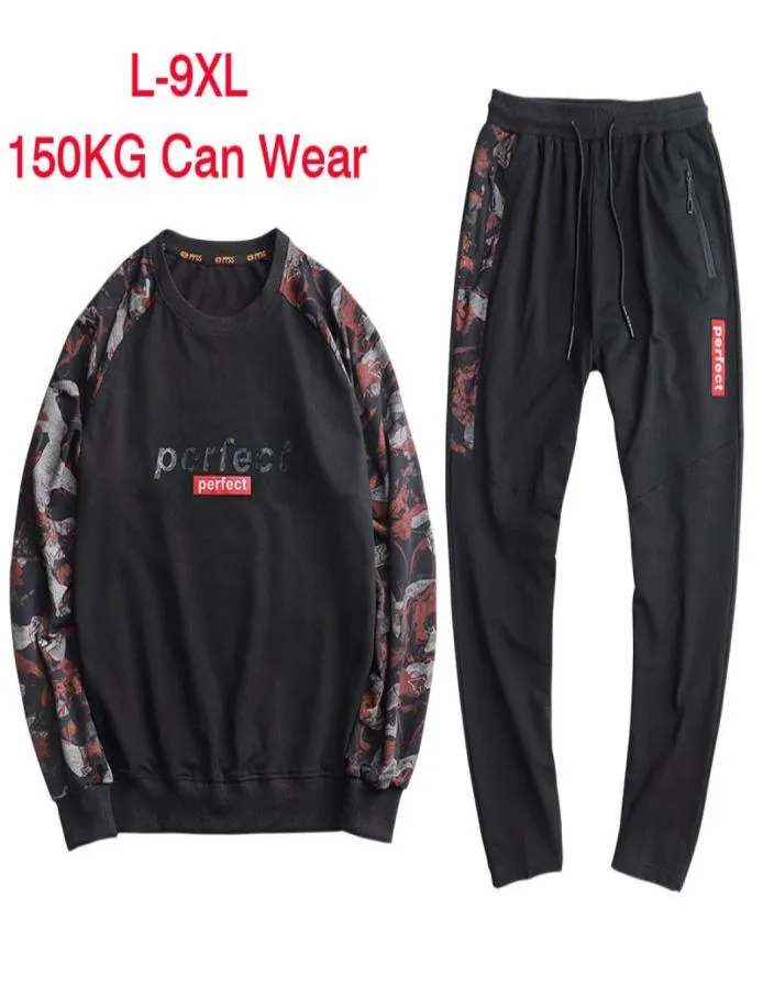 Men loose Jogging suit 150KG Can Wear large size 9XL Sport Suit 95 cotton comfortable outdoor Large oversize sportswear2786429