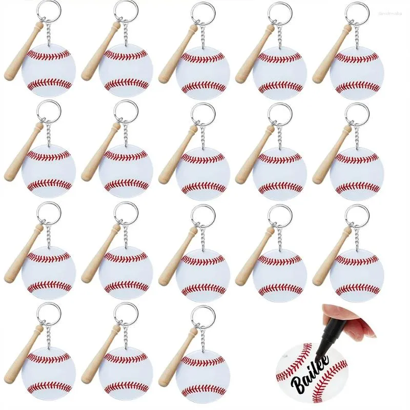 Chaveiros 36pcs Softball Acrílico Keychain Blanks Kit 12pcs Beisebol Blanks12pcs Giratório Ganchos Keychain12PC Wood Bat