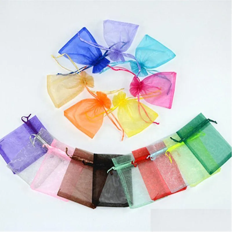 Gift Wrap Sheer Organza Dstring Gift Bags Jewelry Party Wedding Baby Shower Favor Mesh Small Pouch Wrap Ew0098 Drop Delivery Home Gard Dhy2T