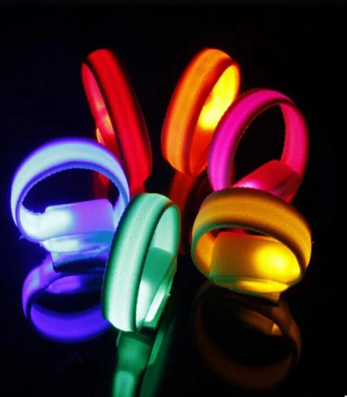 50pcs Fashion LED Armband Reflective bands Safety Warning Sports Flashing Safety Arm Bands pure color 7 colors1989547