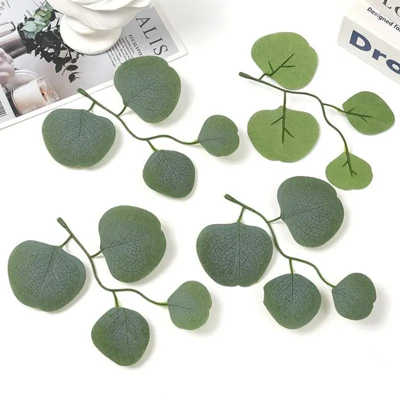 装飾的な花20pcs of人工植物黒い柳の葉ユーカリクリスマスウェディングホームデコレーションdiy crafts pograph