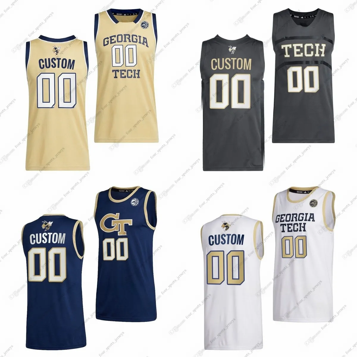 Save Big on Bulk Custom Uga Basketball Jersey Custom Georgia Tech Yellow  Jackets Basketball Jerseys Abram Claude Coleman Dowuona Gapare George  Best