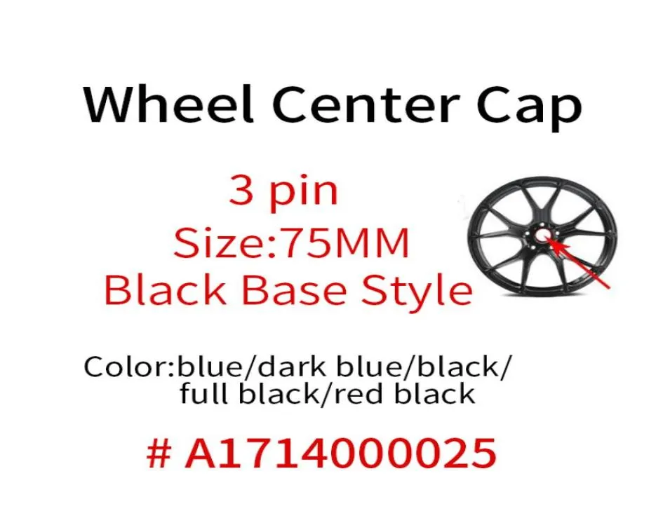 Enjoliveurs de roue de voiture en blé, 75mm, 3 broches, 100 pièces, capuchon de moyeu central, nouveau couvercle de jante noir, autocollant A1714000025, accessoires automobiles 1456462