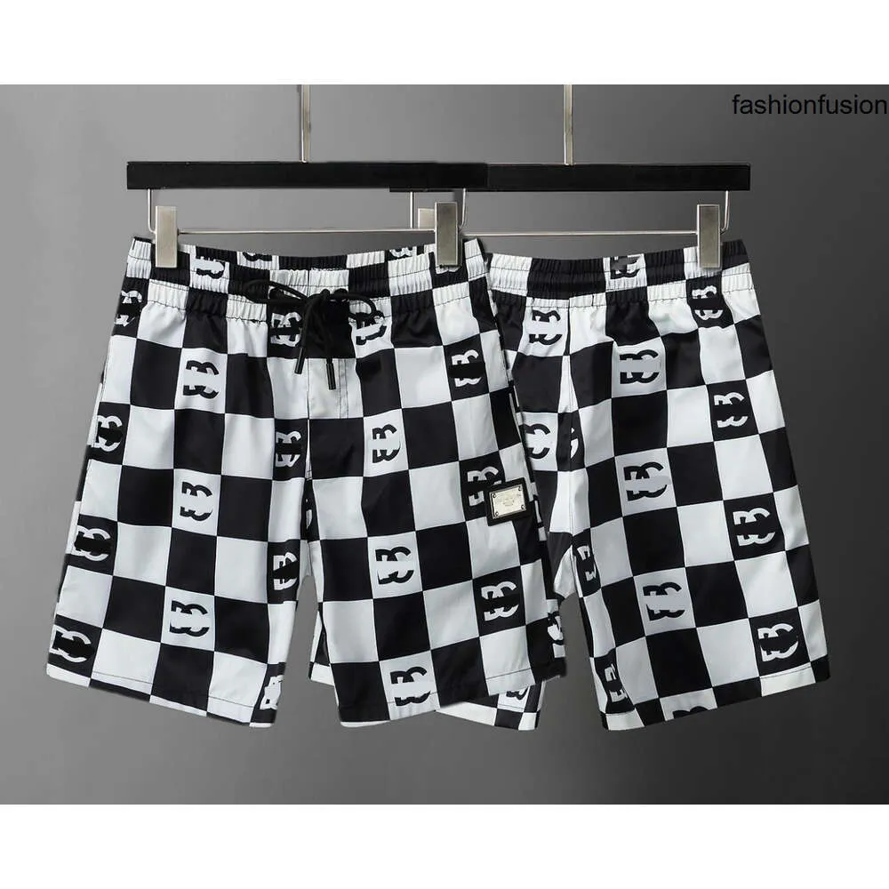 Fashion Men Shorts Swimming Swimwear Trunks Surf Beach Wear Sports Pants Mens Swim Black Checkboard Plaid Printing