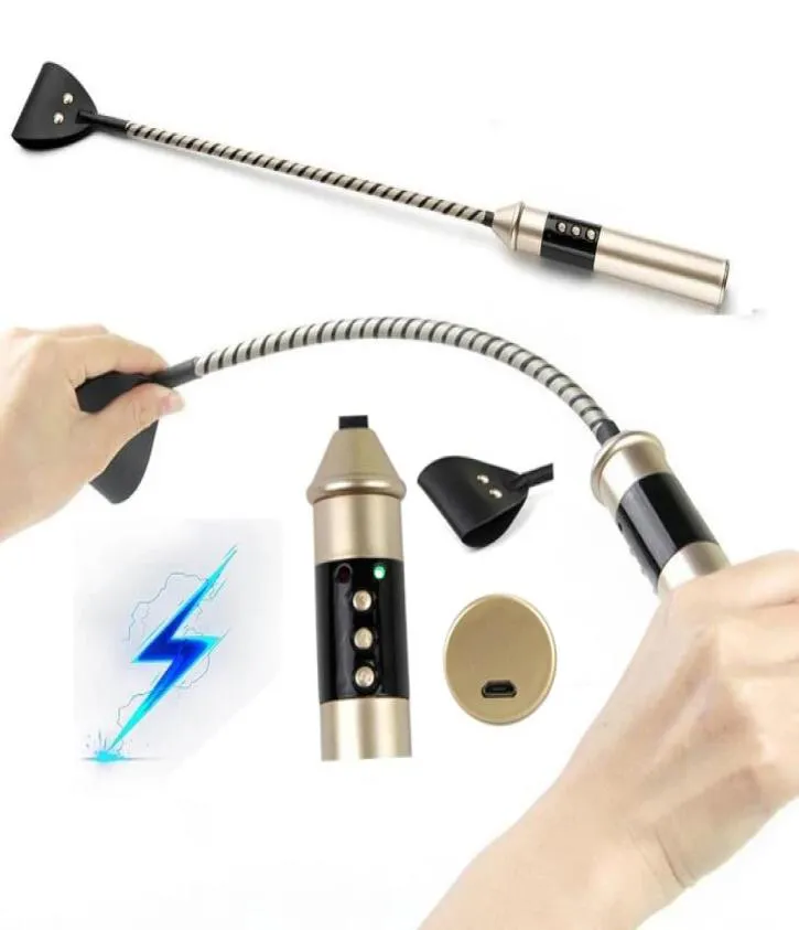 Látigo eléctrico Flogger de cuero real Electro Shock Spanking Paddle Sumiso para BDSM Juegos para adultos Lash Whips Productos SM 2107223990621