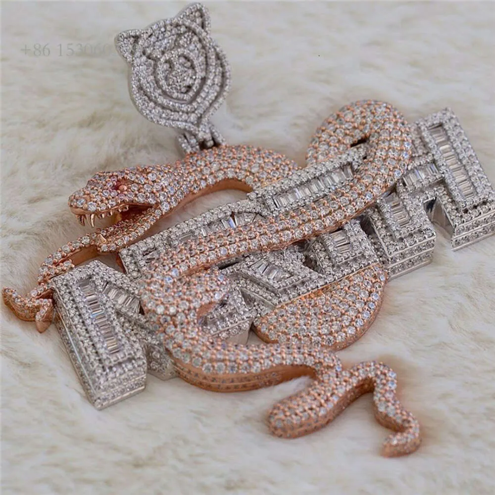 Hiphop-Schmuck Iced Out VVS Diamant Mossanit Custom Sterling Silber selbstgemachter Moissanit Anhänger