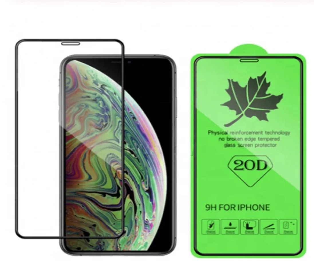 20D Full Screen Protector Tempered Glass för iPhone 12 Mini 11 Pro XS Max Samsung Galaxy M10S M30S A70S A30S SCREE FILM8121306