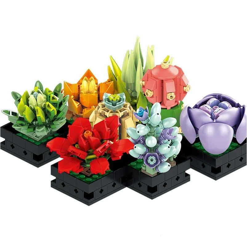 Blockerar byggstenar bukett kreativ byxblommor lepin marmor konstruktion leksaker tegel moc blommor diy potted modell kit build block dhdqz