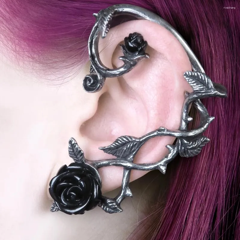 Ohrstecker Gothic Punk Stil Rose Blume Vintage Silber Farbe Charm Cocktail Party Schmuck Geburtstagsgeschenke