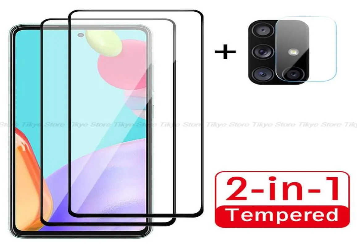 2in1 Fullt täckmodert glas för Samsung Galaxy A52S 5G A52 A12 A32 A51 A50 Camera Lens Protector för A72 A71 A22 A21S A70 A406885495