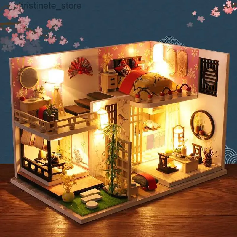 Arquitetura/casa diy casa de boneca diy com móveis modelo de brinquedo kits de construção casa de bonecas miniaturas crianças para brinquedos aniversário presente de natal