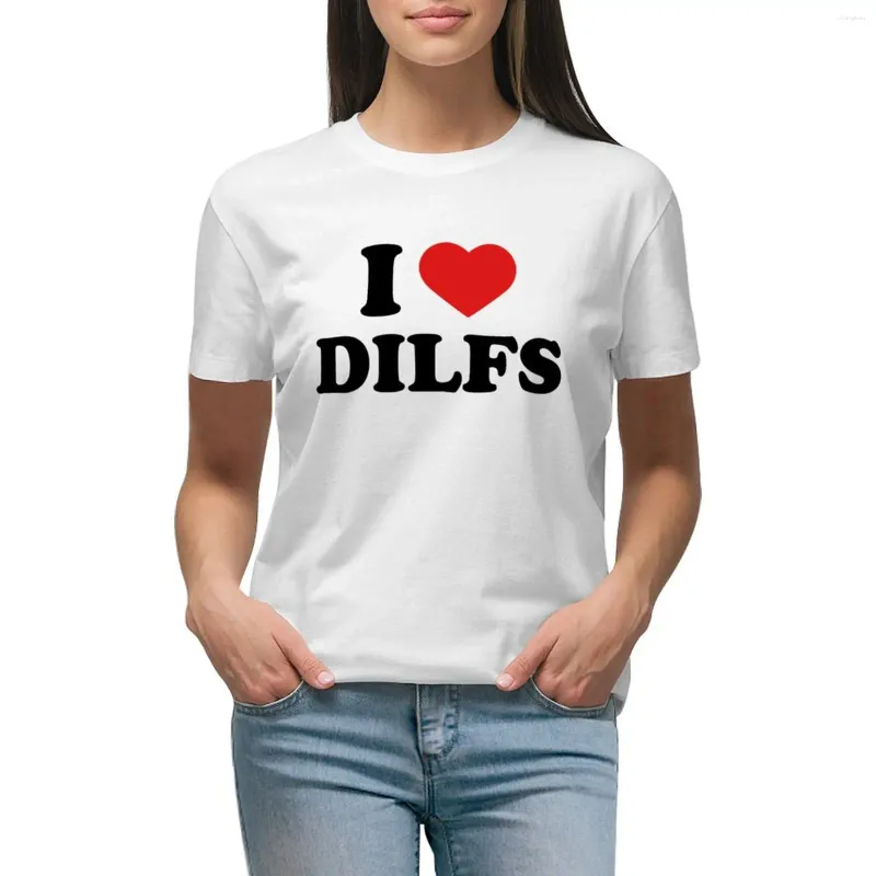 Polos dla kobiet I Love Dilfs T-shirt Hippie Bluzka Zabawne kobiety