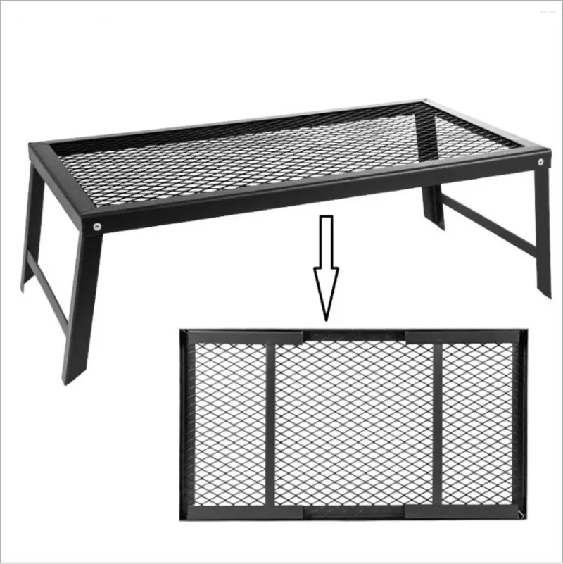 Lägermöbler Multifunktionella bärbara vikbara nätbordsgrill Camping BBQ Backyards Net Desk Grill Rack