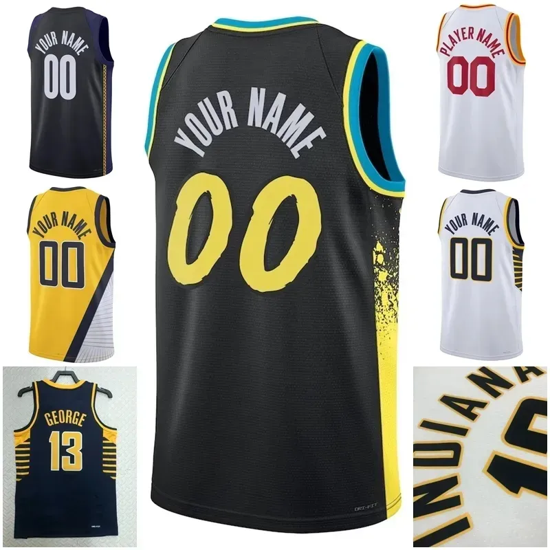 Custom Chris Duarte Bennedict Mathurin Kids City Basketball Jerseys Youth PaceR Tyrese Haliburton CE Jersey Black Buddy Hield Jalen Smith Isaiah Jackson