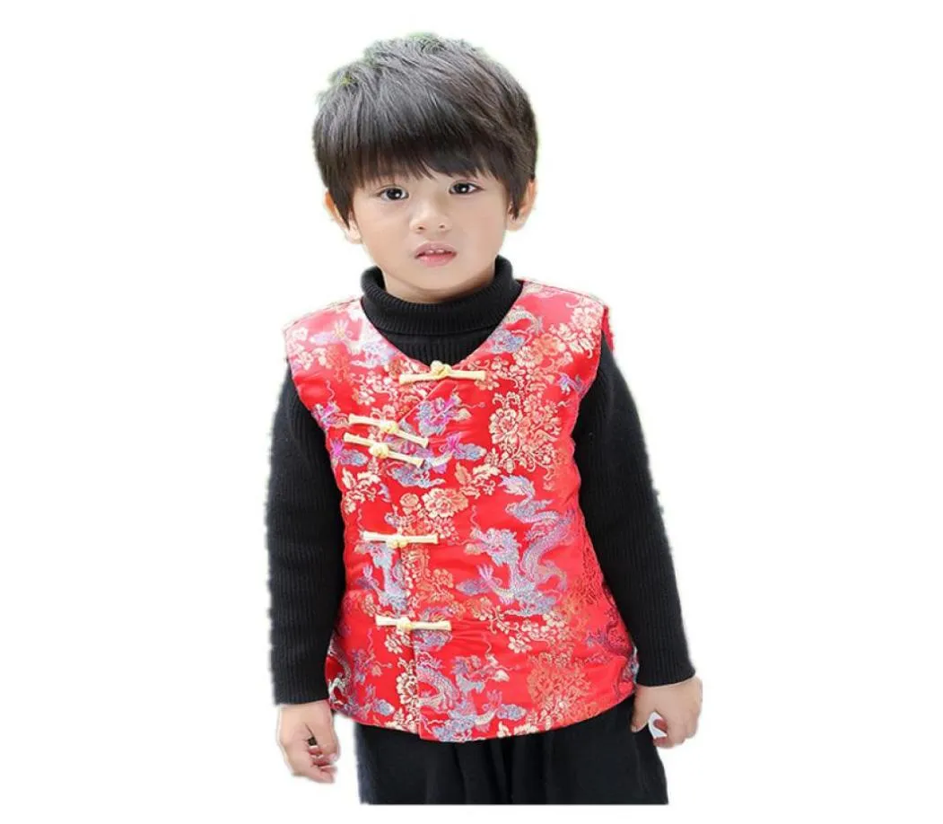 Gilet invernale per bambini Capodanno cinese Gilet per neonato Giacca per bambini Tang Abbigliamento Ragazzi Cappotto Cheongsam Outfit Top senza maniche 2104132550031