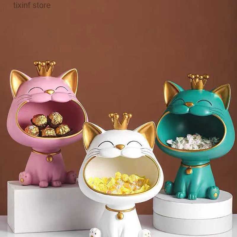 Decorative Objects Figurines Zhaocai Cat puts the key at the entrance to store the ornaments creatively T240306