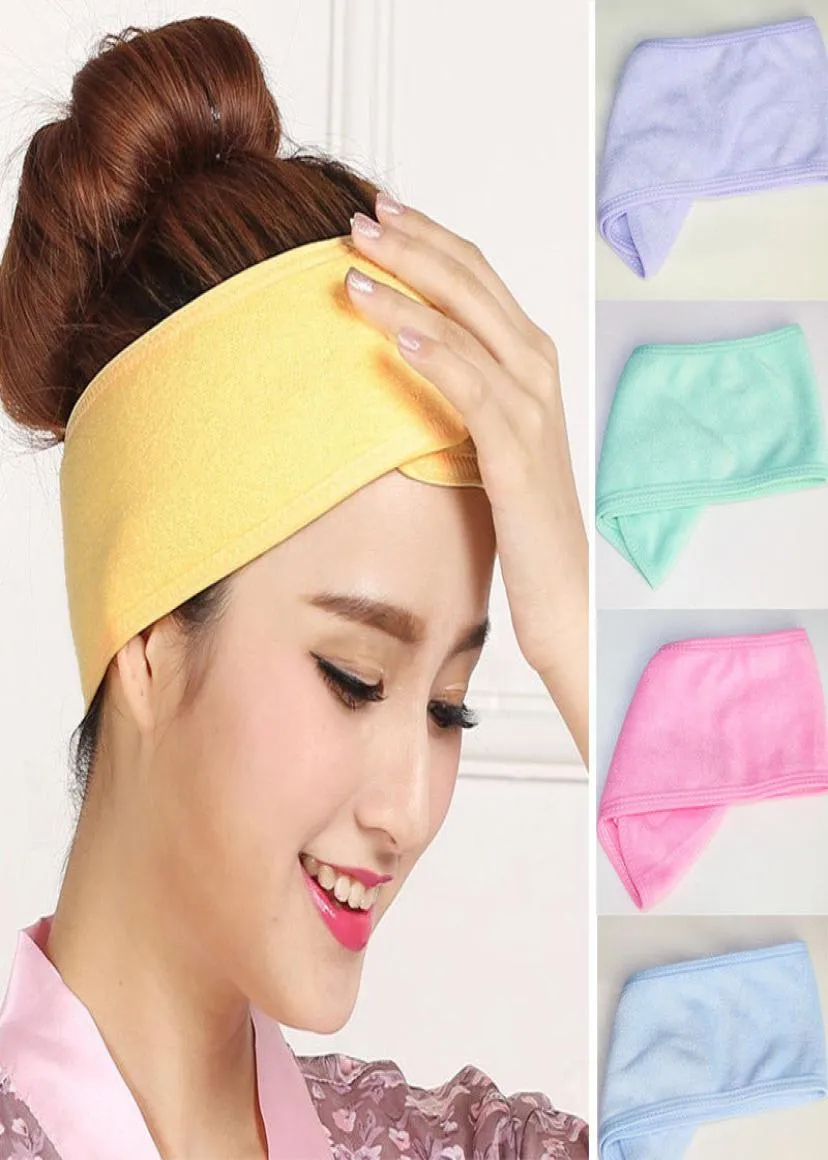 Femmes Spa Bain Douche Lavage Visage élastique Tête turban Dames Cosmétique Yoga Bandeau tissu Serviette bandana Maquillage diadème Cheveux Band9582346