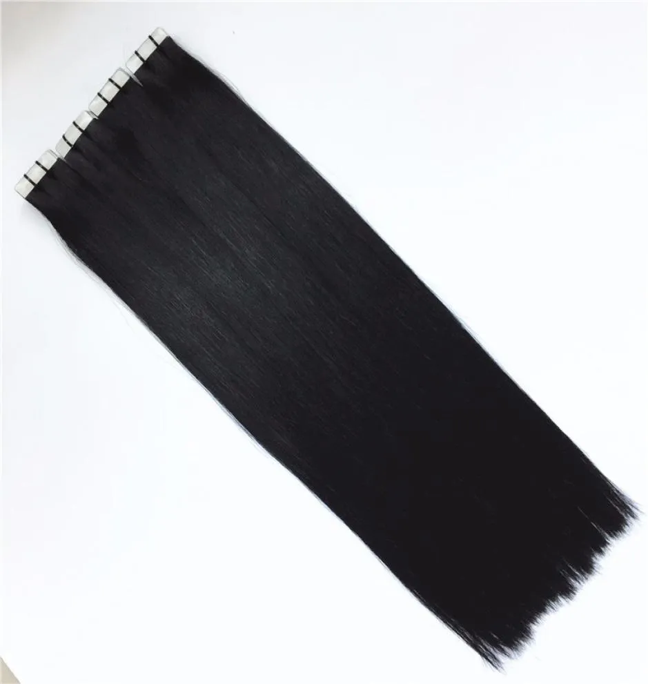 Grau 10a duplo draw100 cabelo humano onda reta de seda 12quot26quot trama da pele fita do plutônio em extensões de cabelo 100g pacote 25gs 1651553