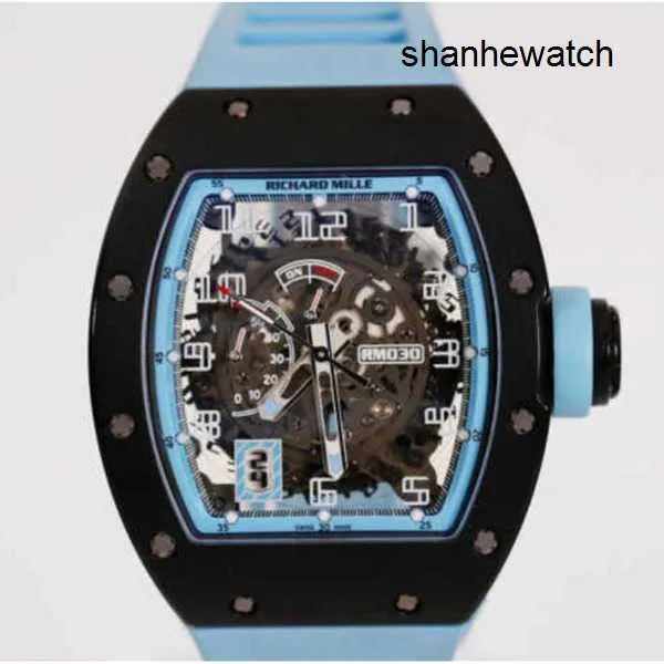Relógio atemporal elegância relógio RM Rm030 Argentina azul preto carbono oco data armazenamento dinâmico masculino