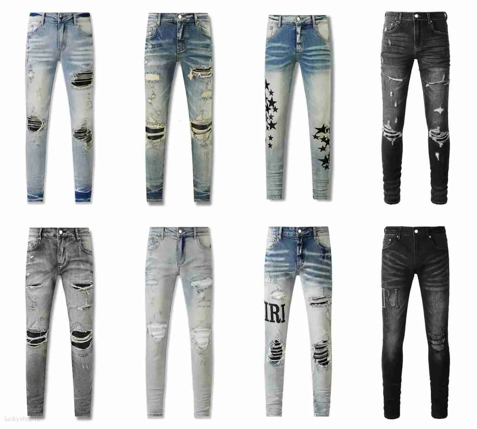 مصمم الجينز الجينز الأرجواني الأزياء المستقيمة سراويل علامية جديدة جديدة Robin Rock Revival Crystal Rivet Denim عالية الجودة AM Jeans