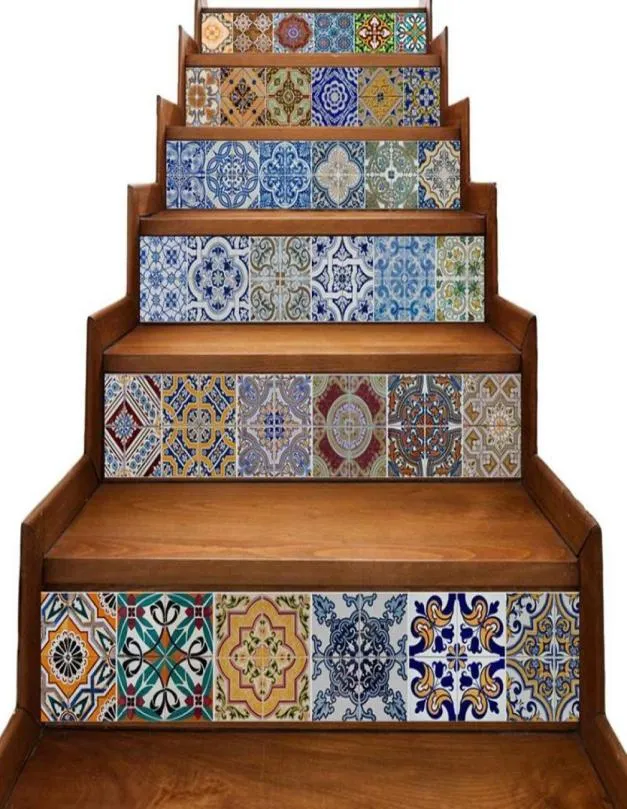 Peel and Stick Tile Backsplash Stair Riser Decals Diy Tile Decals Mexikanska traditionella Talavera Waterproof Home Decor Staircase D6349874
