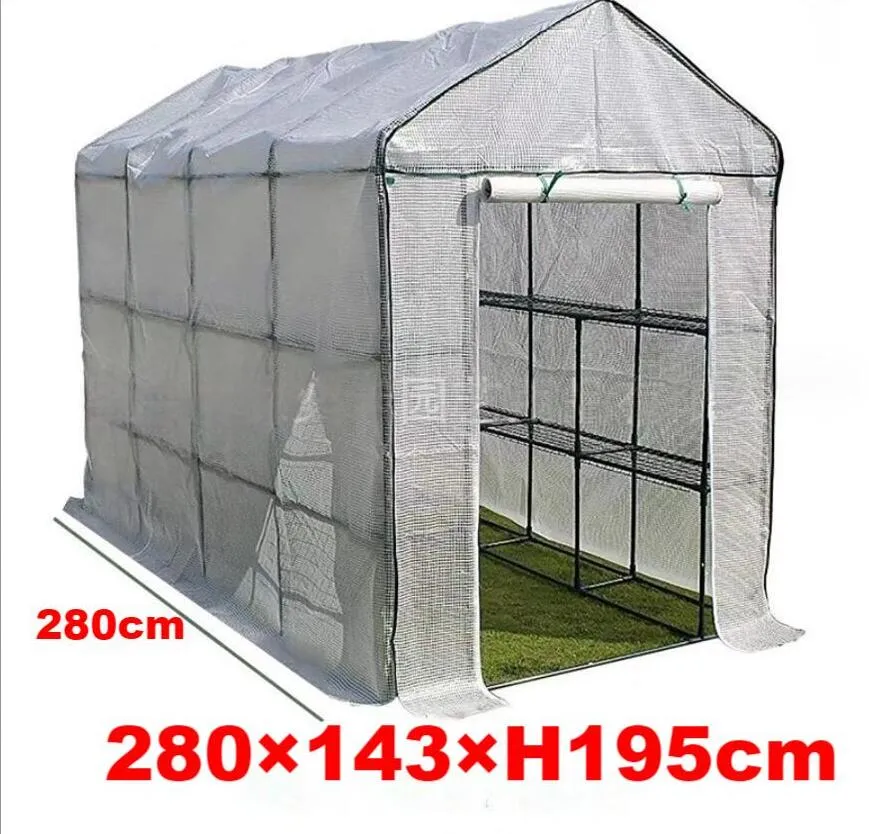 Garden Greenhouses Black 280*143*195cm Polykarbonat växthus upphöjd bas och förankringsaluminium Tungt walk-in för utomhusbakgård i en DH3NX