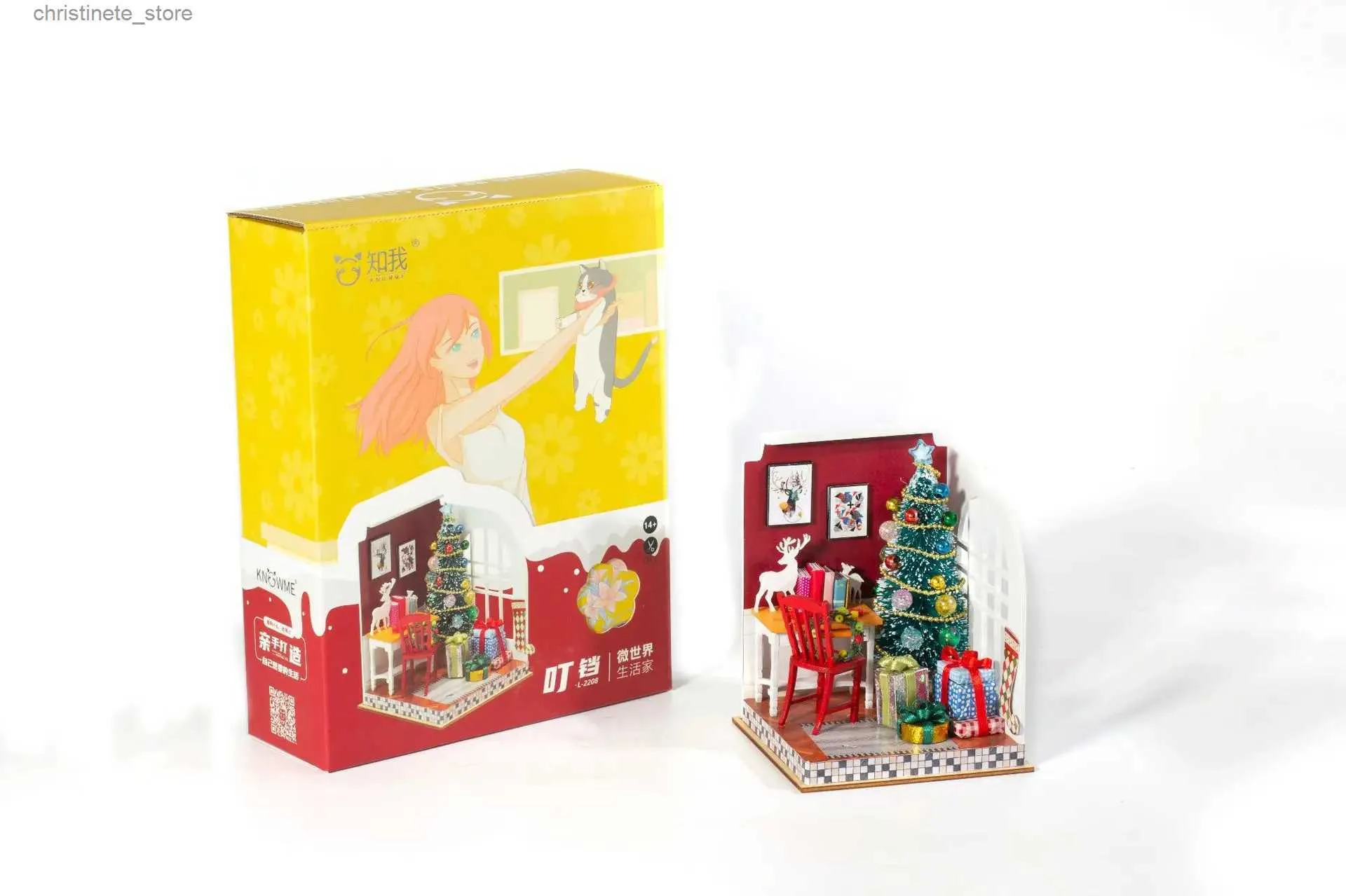 Architecture/BRICOLAGE Maison Cadeau De Noël Bricolage Petite Maison De Poupée Avec Meubles Miniatures Boîte D'amour Maison De Poupée En Bois Enfants Pour Jouets Anniversaire Cadeaux De Noël